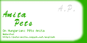 anita pets business card